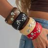SHIXIN Bohemian 4 Colors Round Wooden Wide Chunky Bracelet Women Vintage Ethnic Style Stackable Bangle Daily Wear Jewelry Gifts