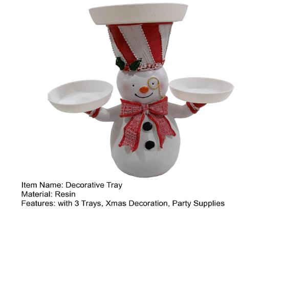 Christmas Santa Claus Tray Cartoon Snowman Cake Stand Candy Snacks Treats Holder with 3 Trays Xmas Holiday Party Decorative Tray