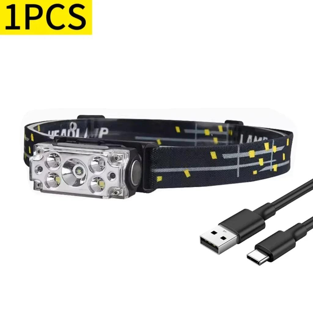XPE+COB LED Induction Headlamp Rechargeable Head Flashlight Built-in Battery Headlight Led Head Lantern Fishing Camping Torch