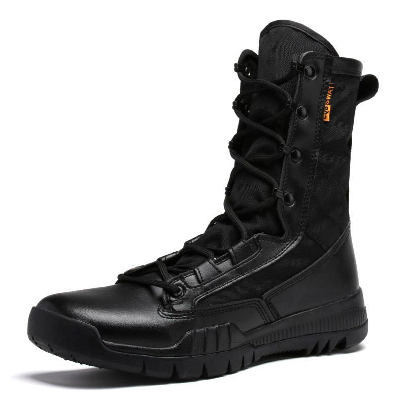 

Large Size Men s Tall Boots High Top Lace-Up Field Combat Boots Solid Color Retro Hiking Boots 38