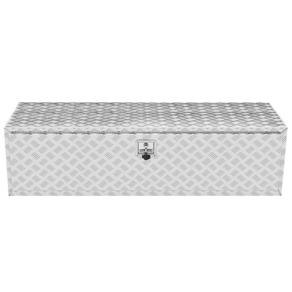 Underbody Truck Box, 60"×24"×24" Pickup Storage Box, Heavy Duty Aluminum Diamond Plate Tool Box with Lock and Keys, Waterproof Trailer Storage Box