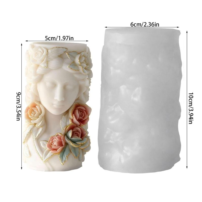 Flower Girl Embossed Cylindrical Silicone Mold Holiday Candle Silicone Mould For Resin Casting Handmade Candle Soap
