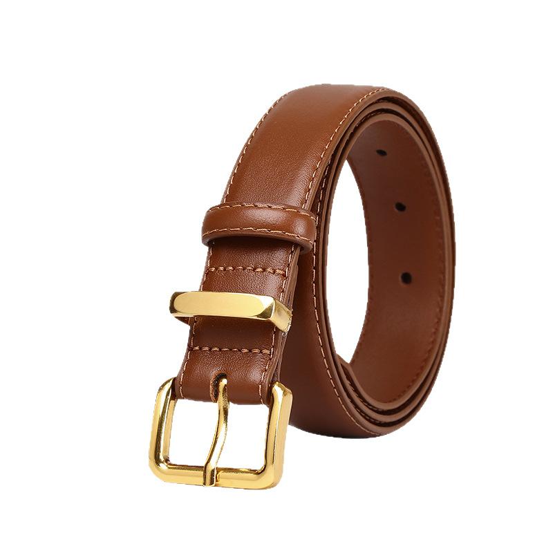 Fashion Simple And Versatile Trend Leather First Layer Cowhide Belt Women'S Light Luxury Style High-End Casual Pants Belt Women'S