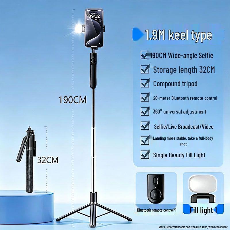 X6SE Portable Selfie Stick Tripod with Bluetooth for Travel and Live Broadcast