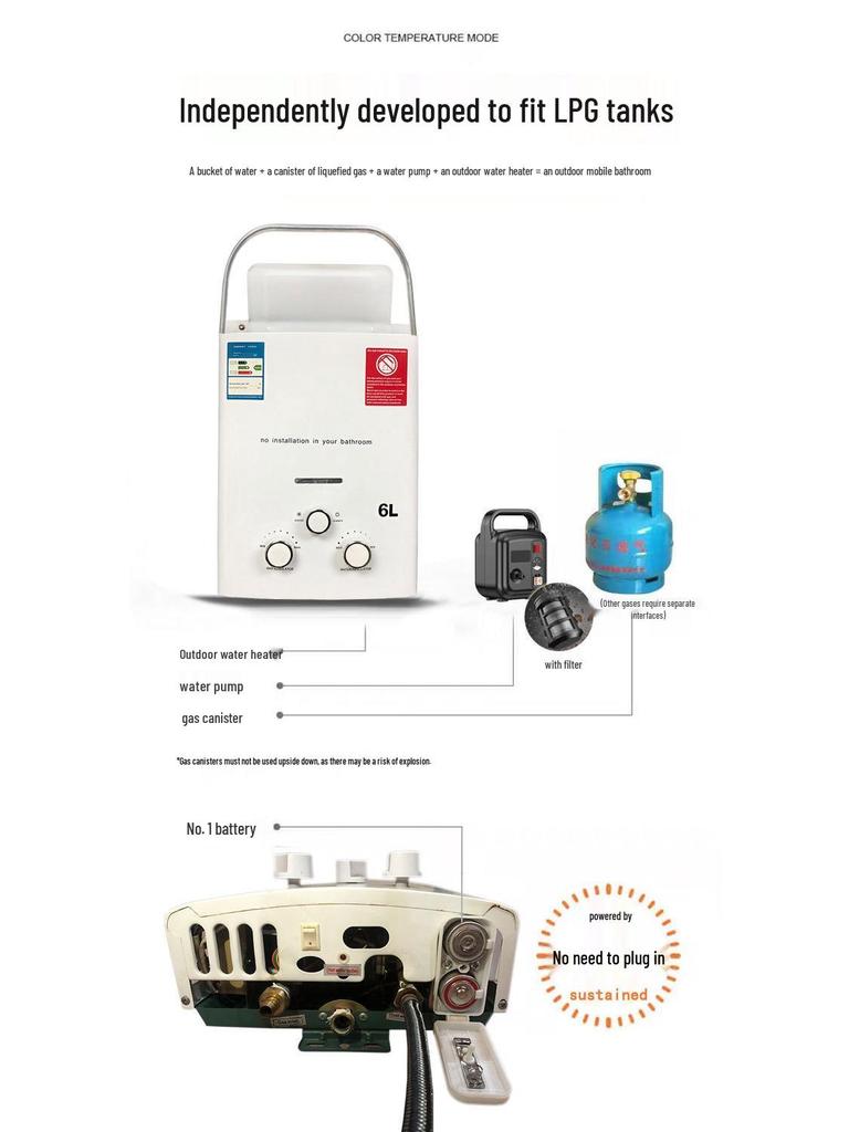 Portable Handheld Gas Water Heater for Camping and RVs