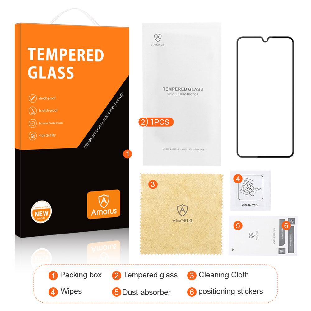 AMORUS For Samsung Galaxy A24 4G (162.1 x 77.6 x 8.3mm) Silk Printing Screen Protector Tempered Glass Anti-explosion Full Glue Film