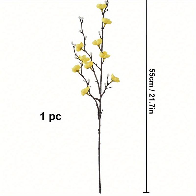 Artificial Flowers White Plum Blossom 21.7'' Fake Wintersweet Long Stem Plastic Flowers Home Hotel Office Wedding Party Garden Decor