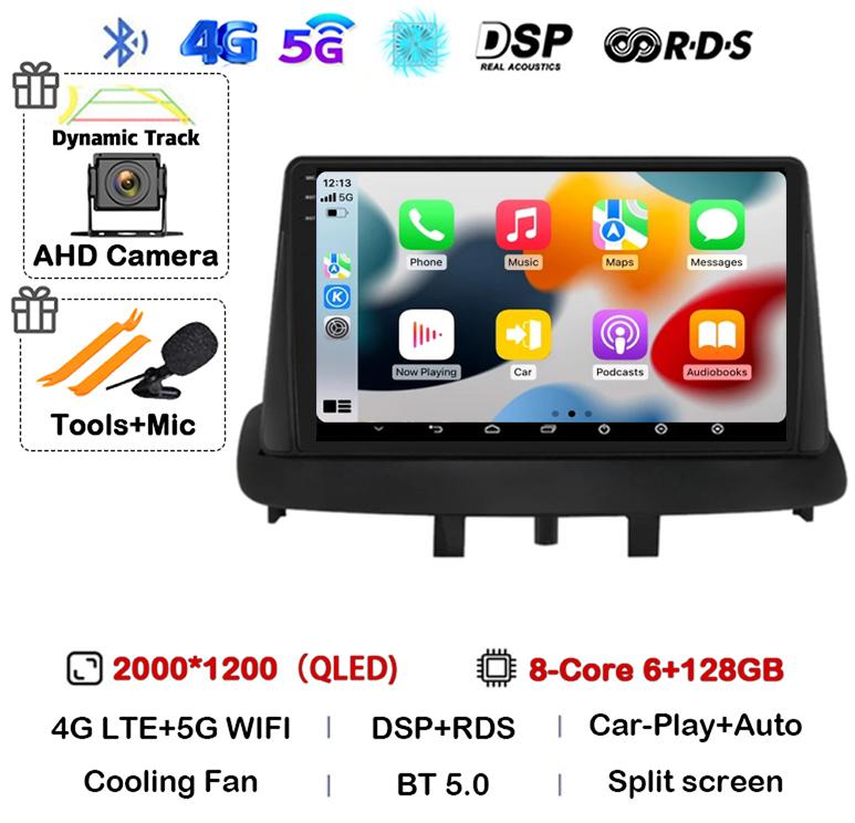 Android14 For Renault Megane 3 Fluence Samsung SM3 2008 2009 20010 - 2014 Car Radio Navigation Multimedia Player DSP BT Carplay