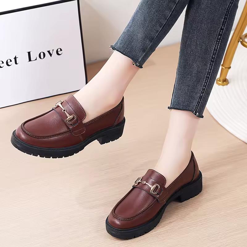 Sneaker mit dicker Sohle Damenschuhe Slipper Leder Flach Frühling Lässig Bequem Mutterschuh