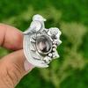 Gift For Her Natural Rhodonite Multi Stone Bird Adjustable Ring 925 Silver