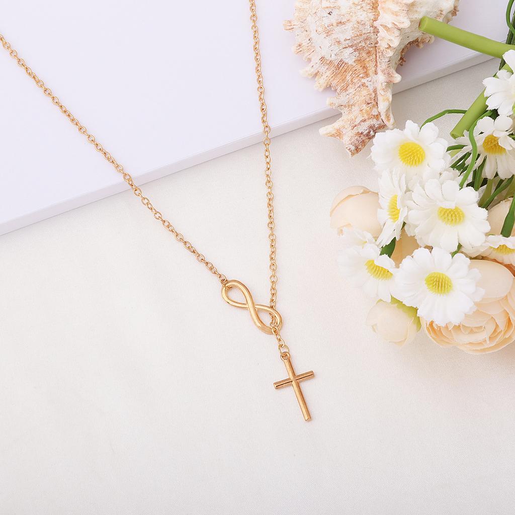 European and American Cross 8-character Sweater Chain Jewelry Girls Popular Necklace Popular Short Neck Chain Jewelry