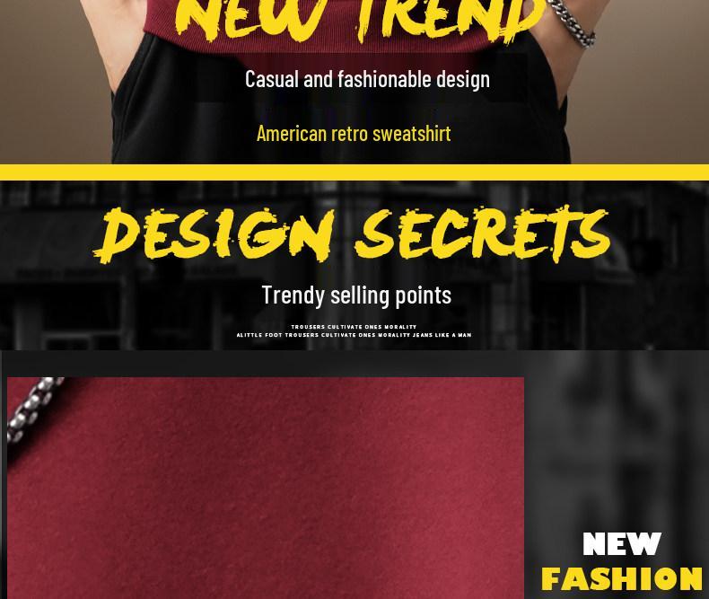 Premium American Style Heavyweight Embroidered Round Neck Men's Winter Hoodie with Velvet, Loose Fit Casual Pullover.