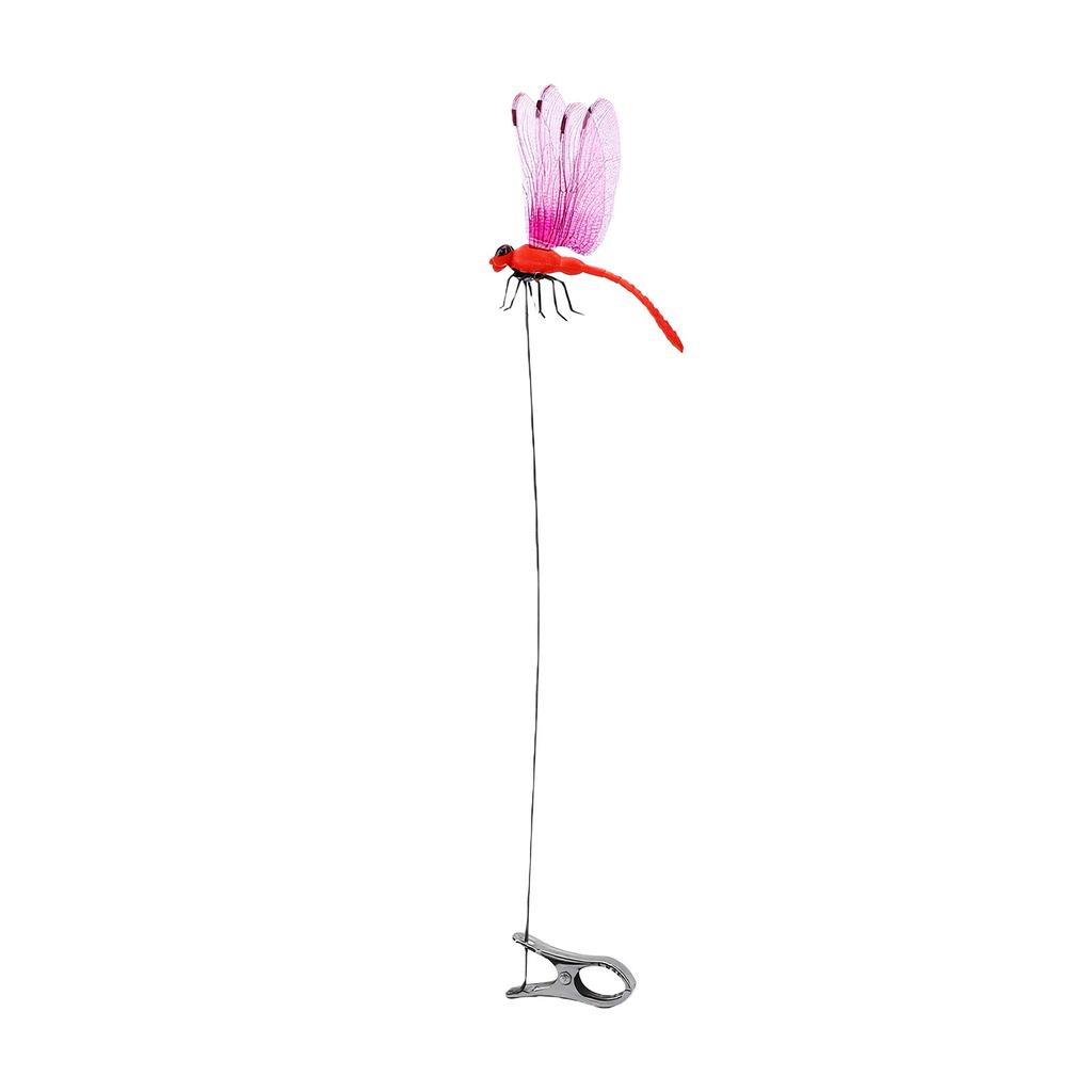 8pcs Dragonfly Clamps Dragonfly Stakes Deer Horse Fly Deterrent Bird Fly Scare Devices for Indoor Outdoor Garden Red