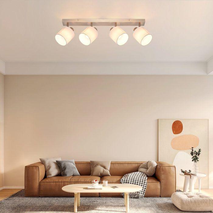 Plafonnier - NETTLIFE - Spot 4 ampoules E14 - Blanc - Métal - 65x11x20 cm