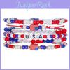 Usa Flag Beaded Bracelet Handmade Geometric Jewelry For Independence Day Celebrations