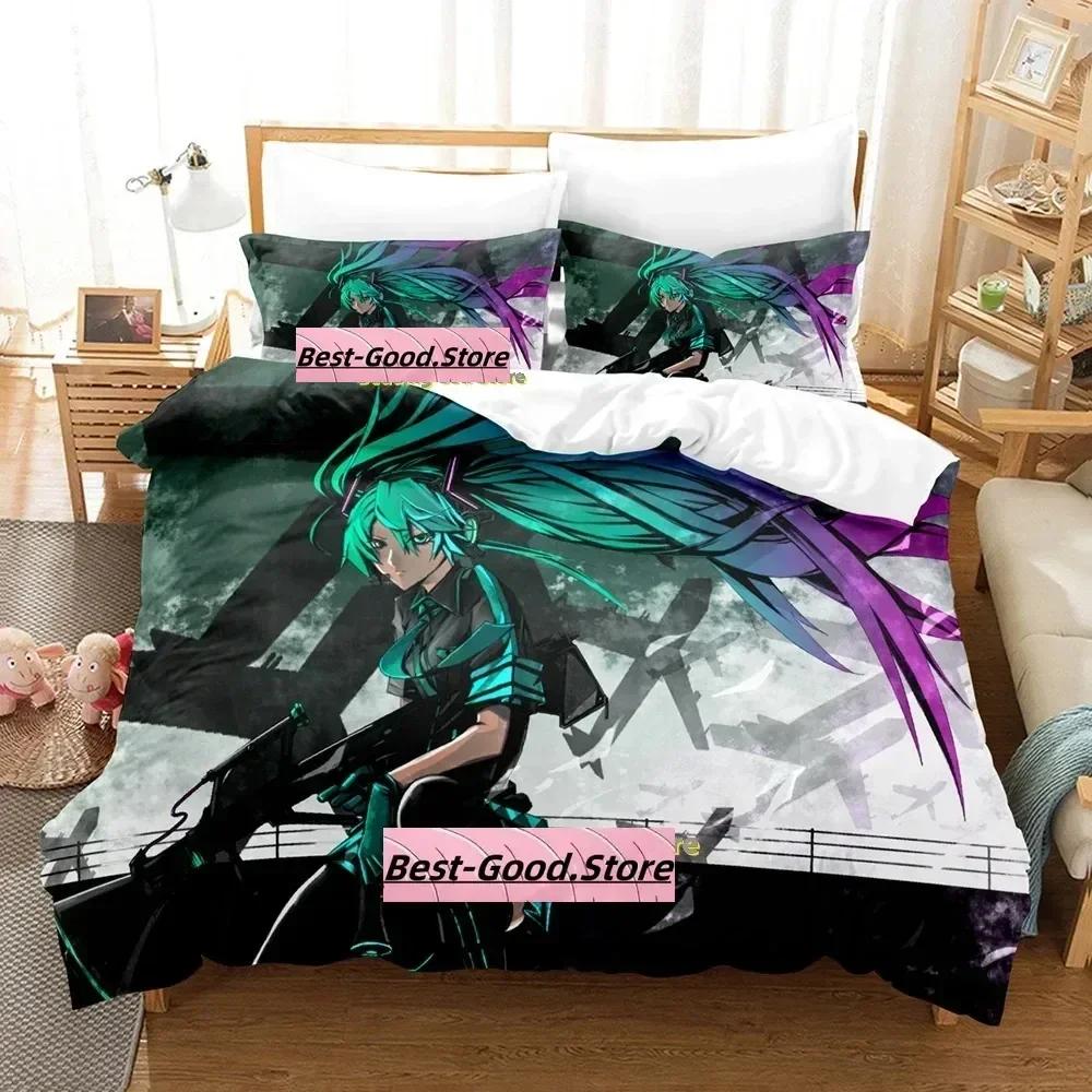 Anime Vocaloid Bedding Set Printed Bed Set With Pillowcase Bed Duvet Cover Soft Single Double Queen Super King Size Bedroom
