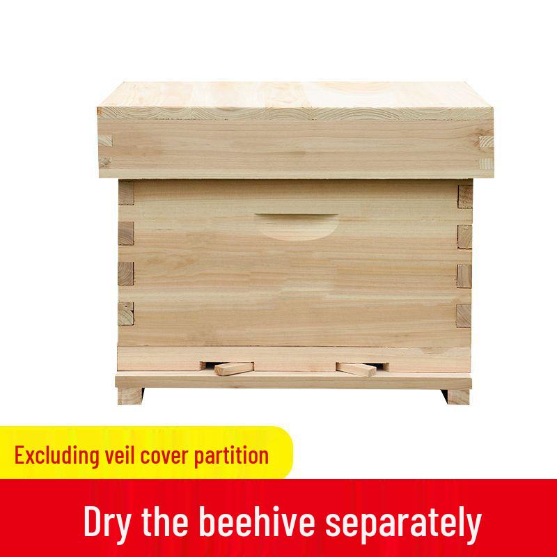 

Medium Fir Wood Ten-Frame Beehive Kit: Wax-Dipped Brood Box with Beekeeping Tools