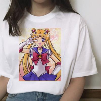 Sailor Moon Kawaii Tričko Cat Harajuku Ženy Ulzzang Tričko Korejská grafika Top Cartoon
