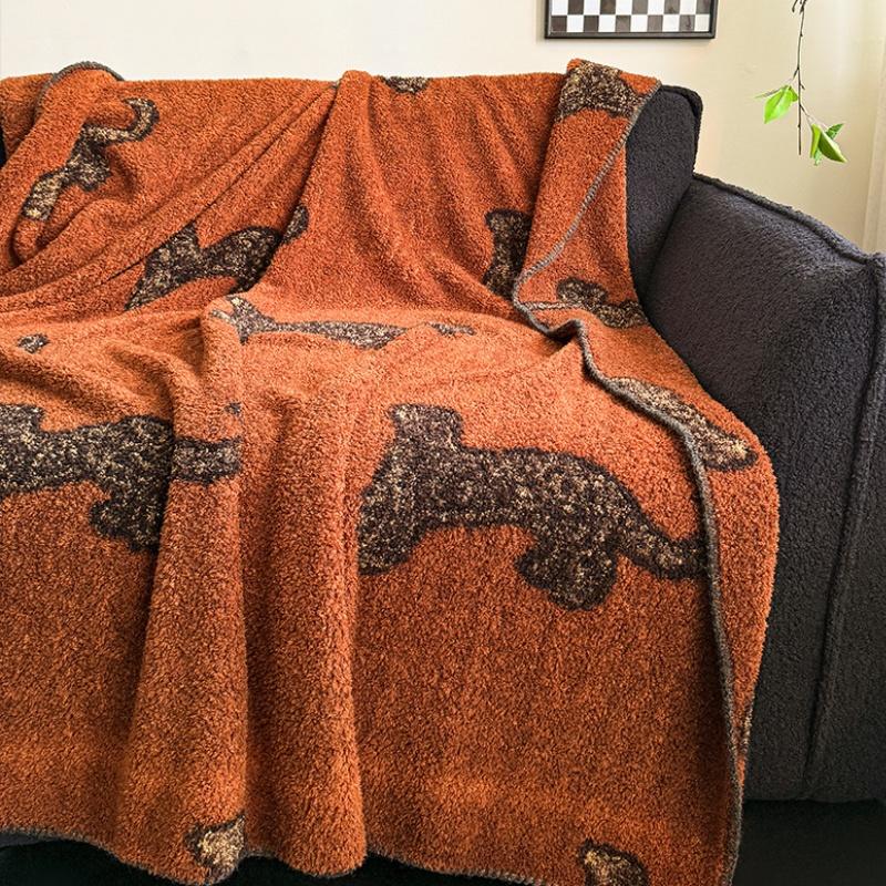 Retro Tiger Knitted Blanket Brown Bedspread Modern Orange Decorative For Sofa Throw Warm Living Room Bedding Home Decorations