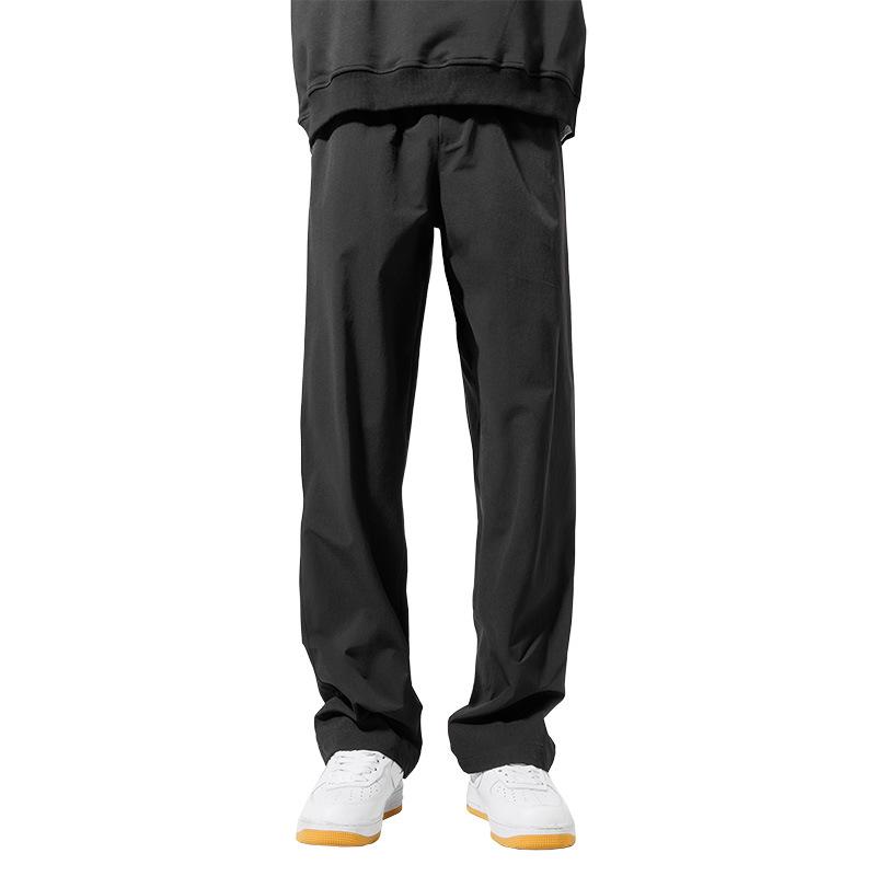 2025 Men's Casual Black Outdoor Sports Pants - Straight, Solid Color, Ideal for Spring & Autumn Activities