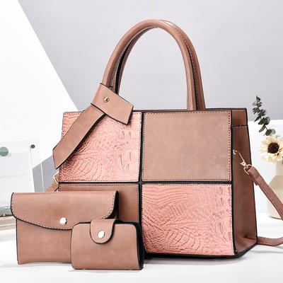 3 Pcs Crocodile Pattern Handbag & New Patchwork Crocodile Pattern& Large-capacity Lightweight Crossbody Bag &  Card Coin Purse
