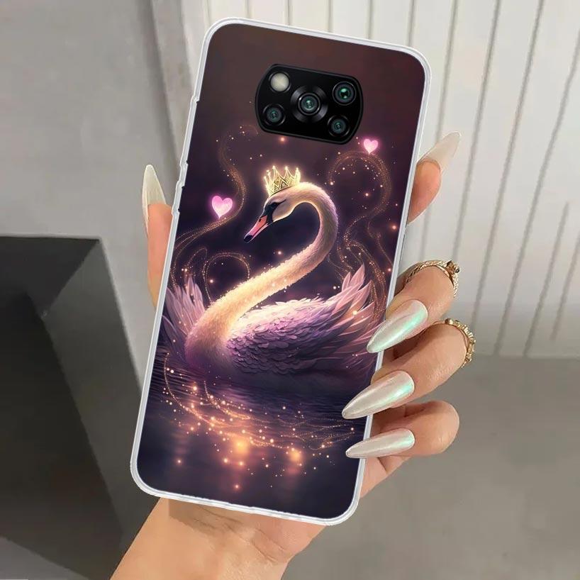 White Swan Grace Art Phone Case for Xiaomi Poco X5 X6 X7 Pro F7 Ultra M7 Redmi 15 15C 13 13C 12 12C 10 10A 10C 9 9A 9C 9T Shell