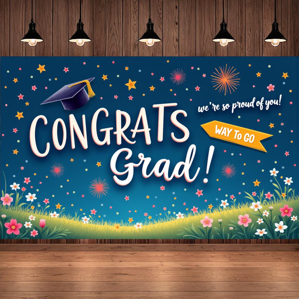 Evenemangsbanderoll Examensfirande Fest Bakgrundsmönster Grattis Examen För Evenemangsdekoration Inomhusdekoration
