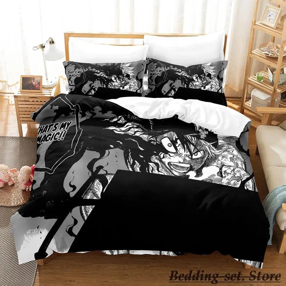 Black Clover Bettwäsche-Set, Einzelbett, Doppelbett, Queen-Size-Bett, King-Size-Bett, Erwachsenen- und Kinderschlafzimmer, Bettbezug-Sets, Anime-Parure de Lit-Bett