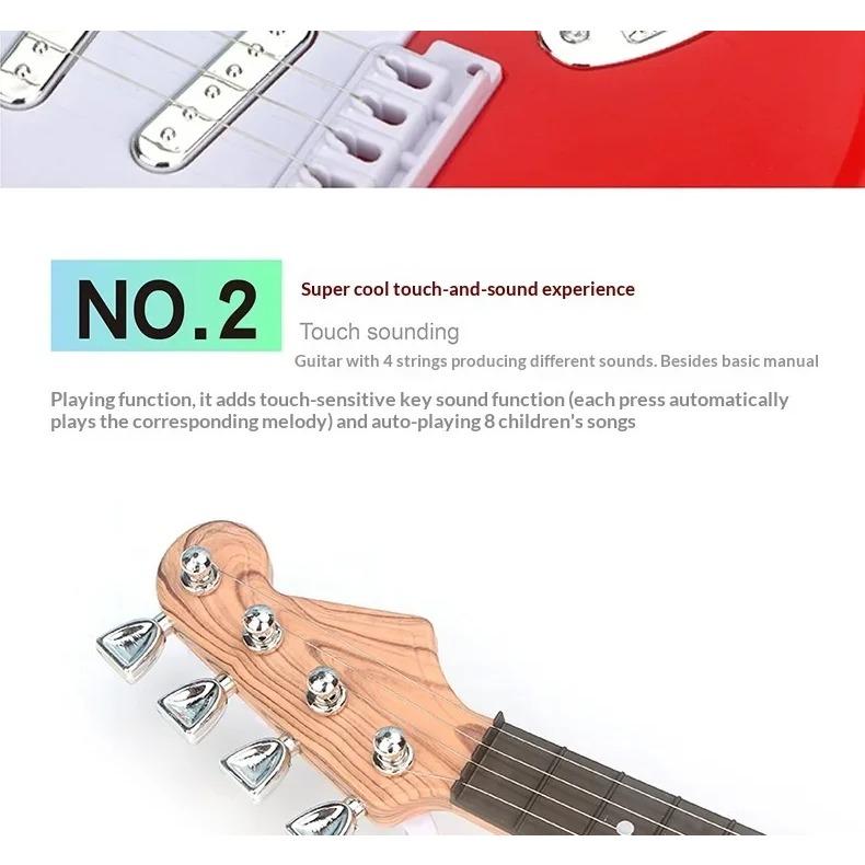 17 Inch Kids Electric Guitar Toy 4 Strings LED Lights Portable Musical Instrument Birthday Gift for Beginners Boys Girls Toys