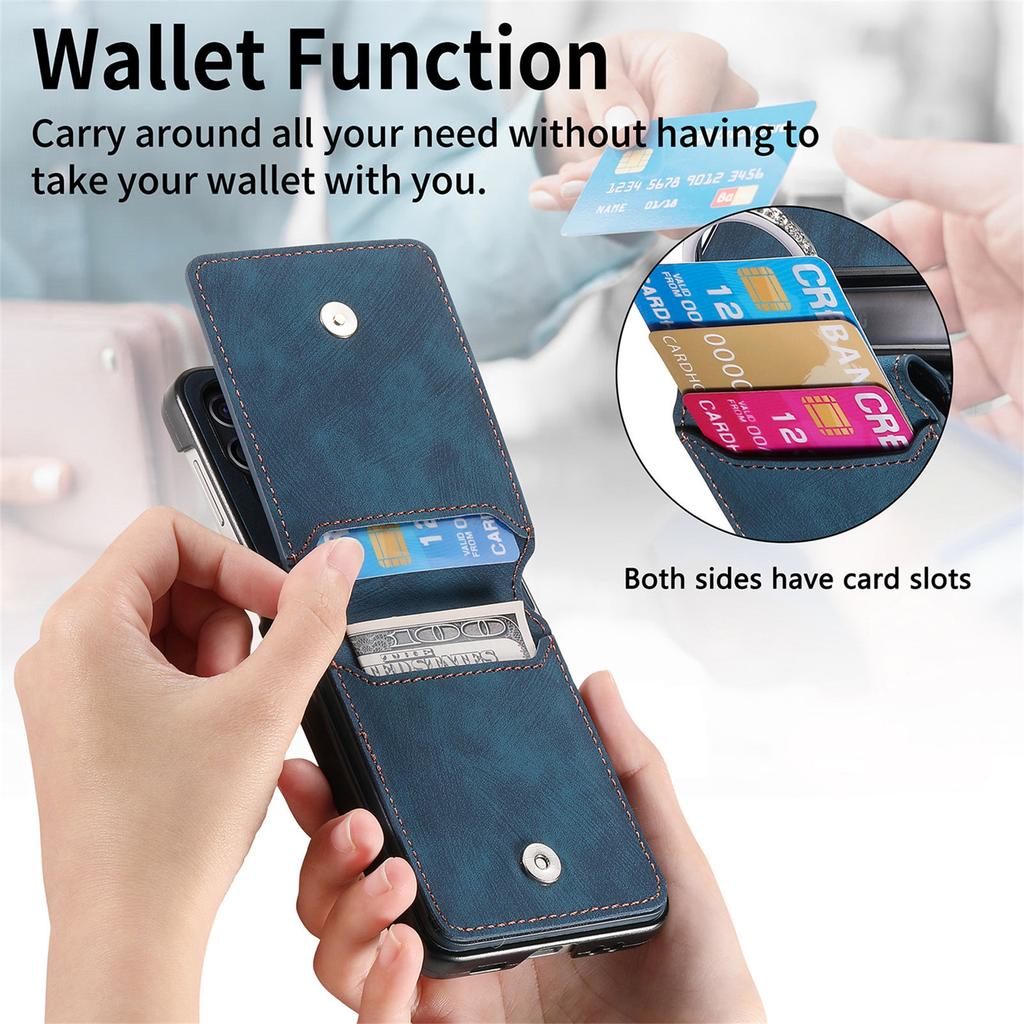 For Motorola Razr 50 Ultra 5G Case Card Holder Kickstand Retro Texture Leather Back Cover