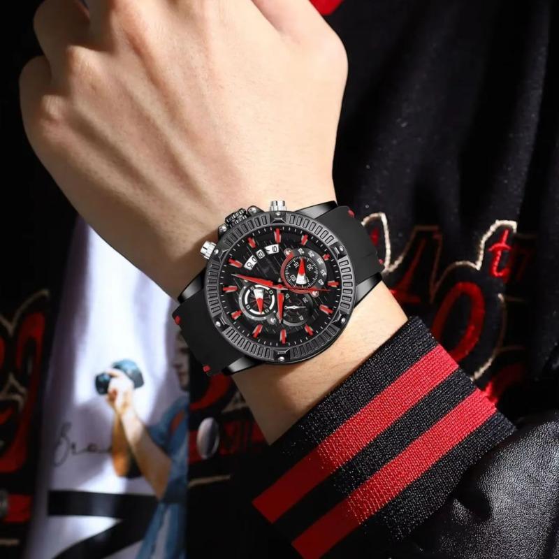 POEDAGAR Sports Men Watches Waterproof Luminous Chronograph Date Military Watch Silicone Strap Quartz Wristwatch Reloj