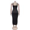 European & American Fashion Rhinestone Strappy Midi Dress - Women's Hot-fix Style New Arrival