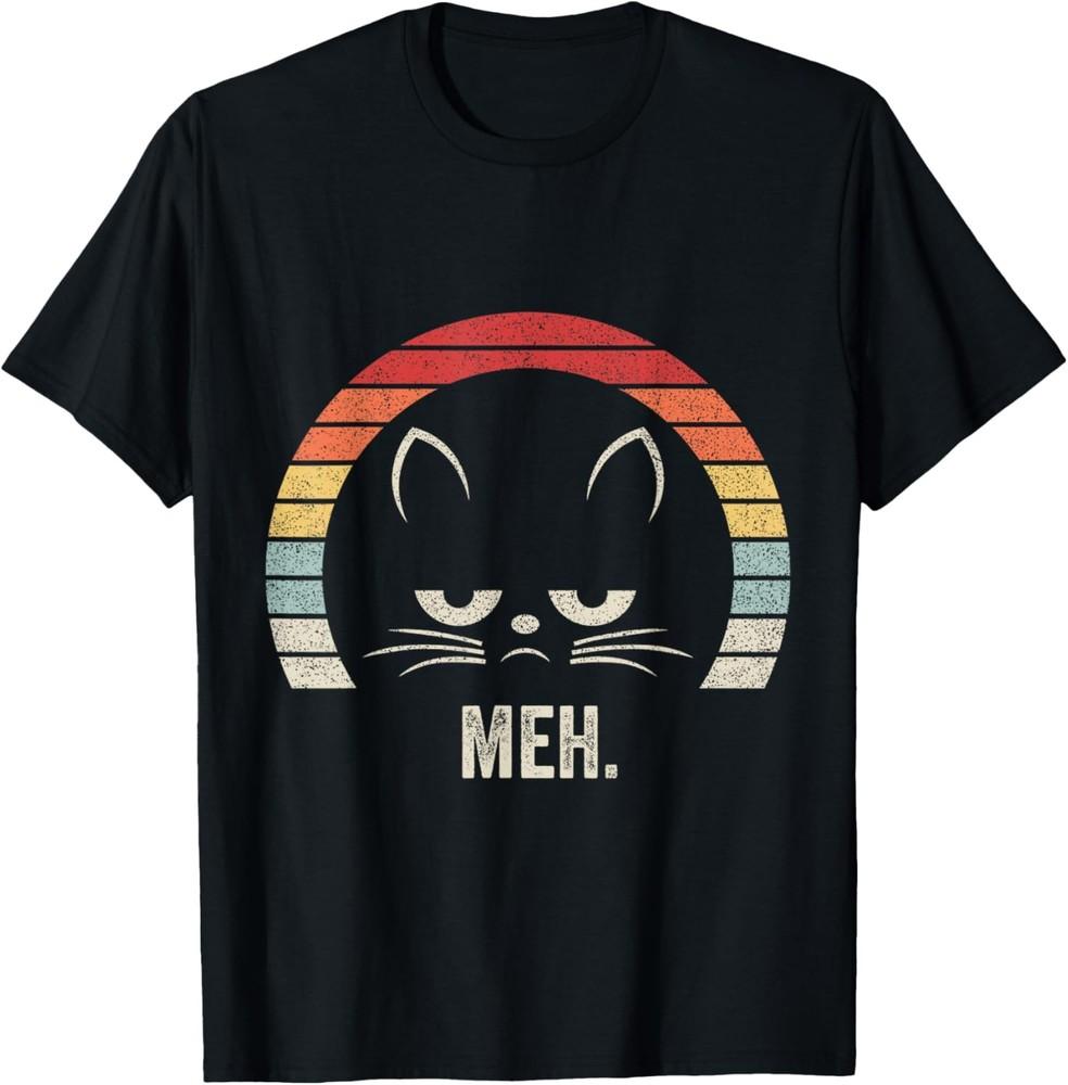 Retro Sarcastic Funny Angry Cat MEH Halloween Costume T-Shirt Unisex T-Shirt S
