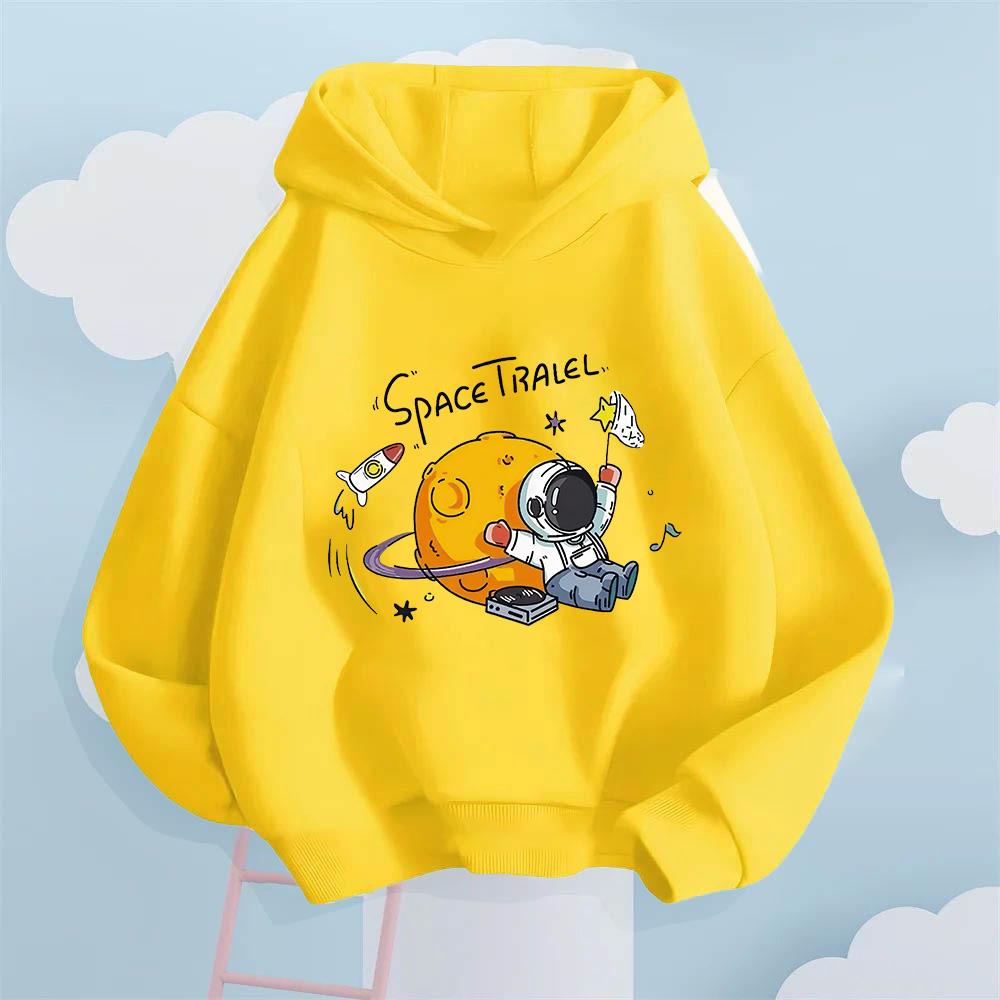 Fun Space Style Children's Sweatshirt for Boys and Girls, College Style Fashion Autumn and Winter Hooded Sweatshirt