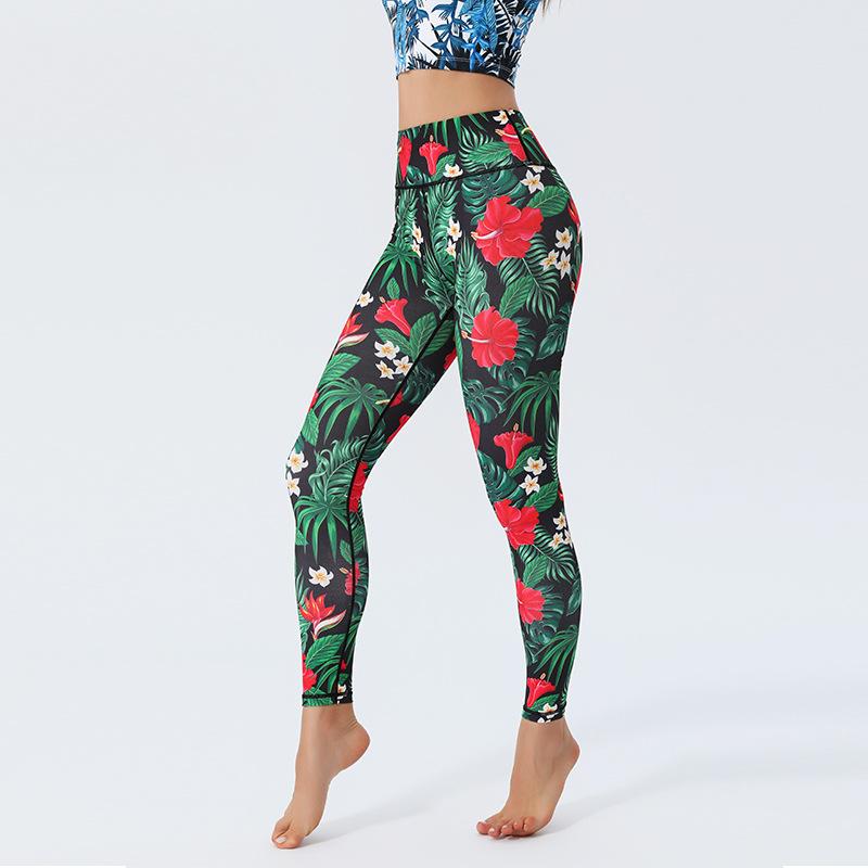 New Arrival Yoga Trousers with Floral Print Leggings High-Waisted, Form-Fitting, Buttock-Lifting Sports Fitness Trousers