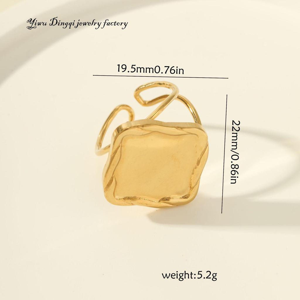 Luxury Non-Fading Drip Oil Open Ring - European and American Style Stainless Steel Statement Jewelry