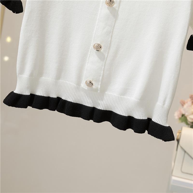 VAYLA Button Short Tops Tees Patchwork Y2k Shirt Clothing Women Pullovers Jumper Striped Sweater Fungus Blouse For Girls