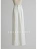 2026 Summer High-Waisted Wide-Leg Cotton Linen Pants White Casual Old Money Style Women