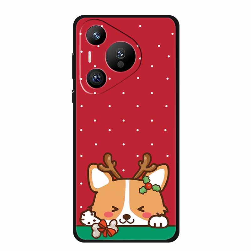 Christmas Phone Cases For Huawei Pura 70 Ultra/ 70 Pro/ 70 Pro Plus/70 5G Cases Black Silicone Soft Santa Claus TPU Bumper Funda