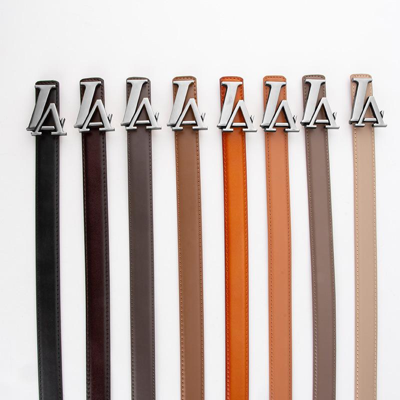 New European and American Alloy Letter Board Buckle Genuine Leather Belt for Women Korean Style Fashionable High-end Versatile Trousers Belt for Women