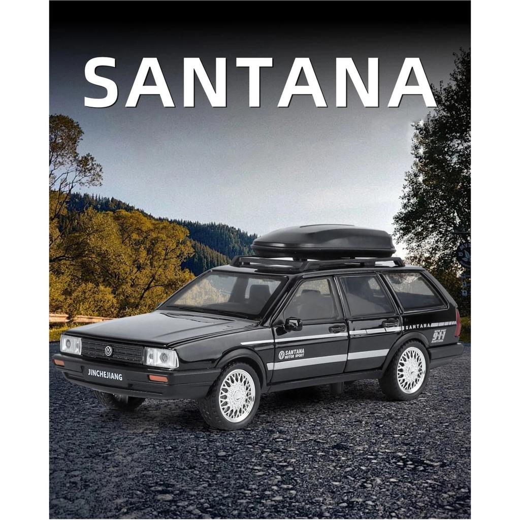 1/32 Volkswagen Santana Metalowy Model Samochodu Avant Kombi Odlewany Metalowy Pojazd Podróżny Model Samochodu Symulacja Dźwięku i Światła Zabawka dla Dzieci Prezent