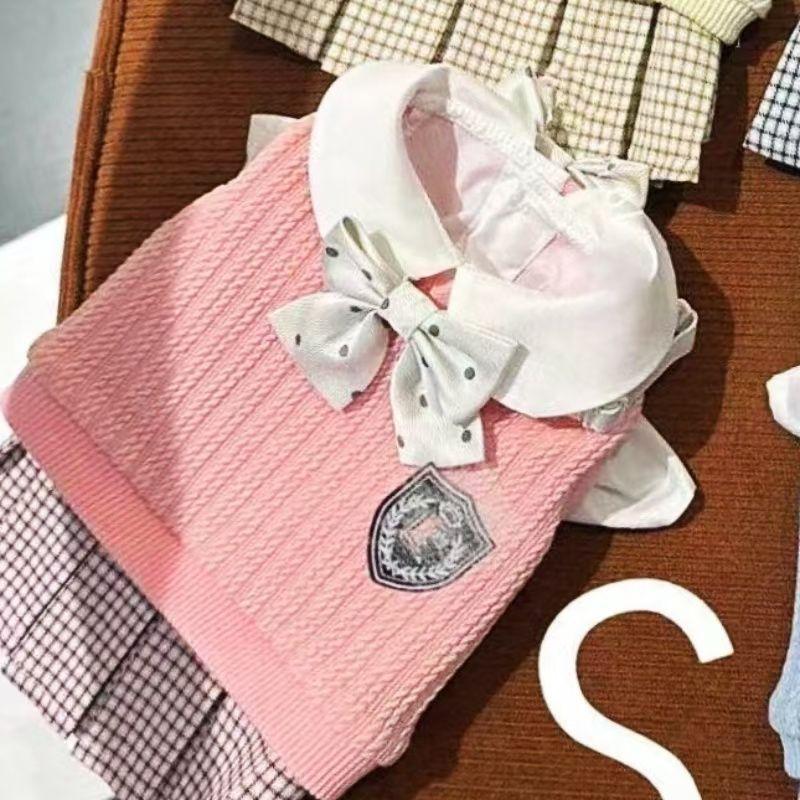 

Осенне-зимнее платье для колледжа, свитер для домашних животных, клетчатое платье для домашних животных, одежда для маленьких собак с кошками, симпатичная одежда с галстуком-бабочкой для маленьких собак M