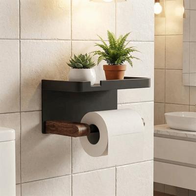 Space Aluminum Toilet Paper Holder No Drill Wall Mounted Toilet Paper Dispenser Large Capacity with Shelf