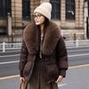 Women's Short Winter Jacket with Thick Fur Collar - European and American Style, Warm and Anti-Fur Design