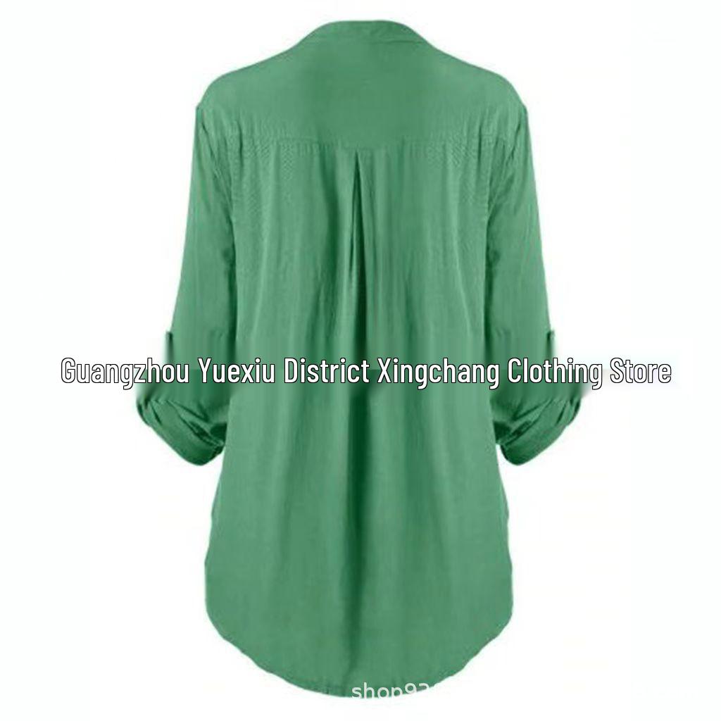 2024 Trendy Jednobarevná Dámská Blůza s Dlouhým Rukávem s Rayonovou Krajkou