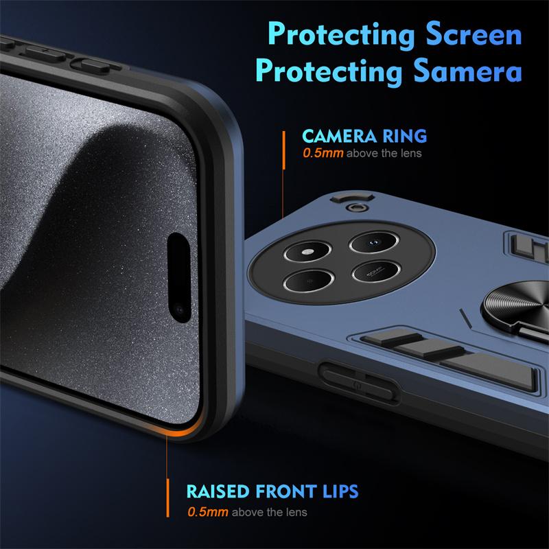 For Xiaomi Poco C75 4G Case Camera Protect Shockproof Armor Funda for PocoC75 Poko Little C75 C 75 4G Magnetic Holder Ring Cover