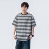 Men's Round Neck Short Sleeved T-shirt, Summer Casual Loose Striped T-shirt, Couple's Half Sleeved Top