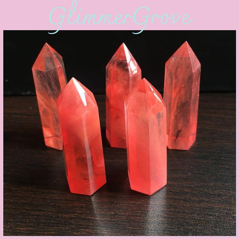 Rare Stunning Red Quartz Crystal Single Terminated Wand For Unique Healing Decor