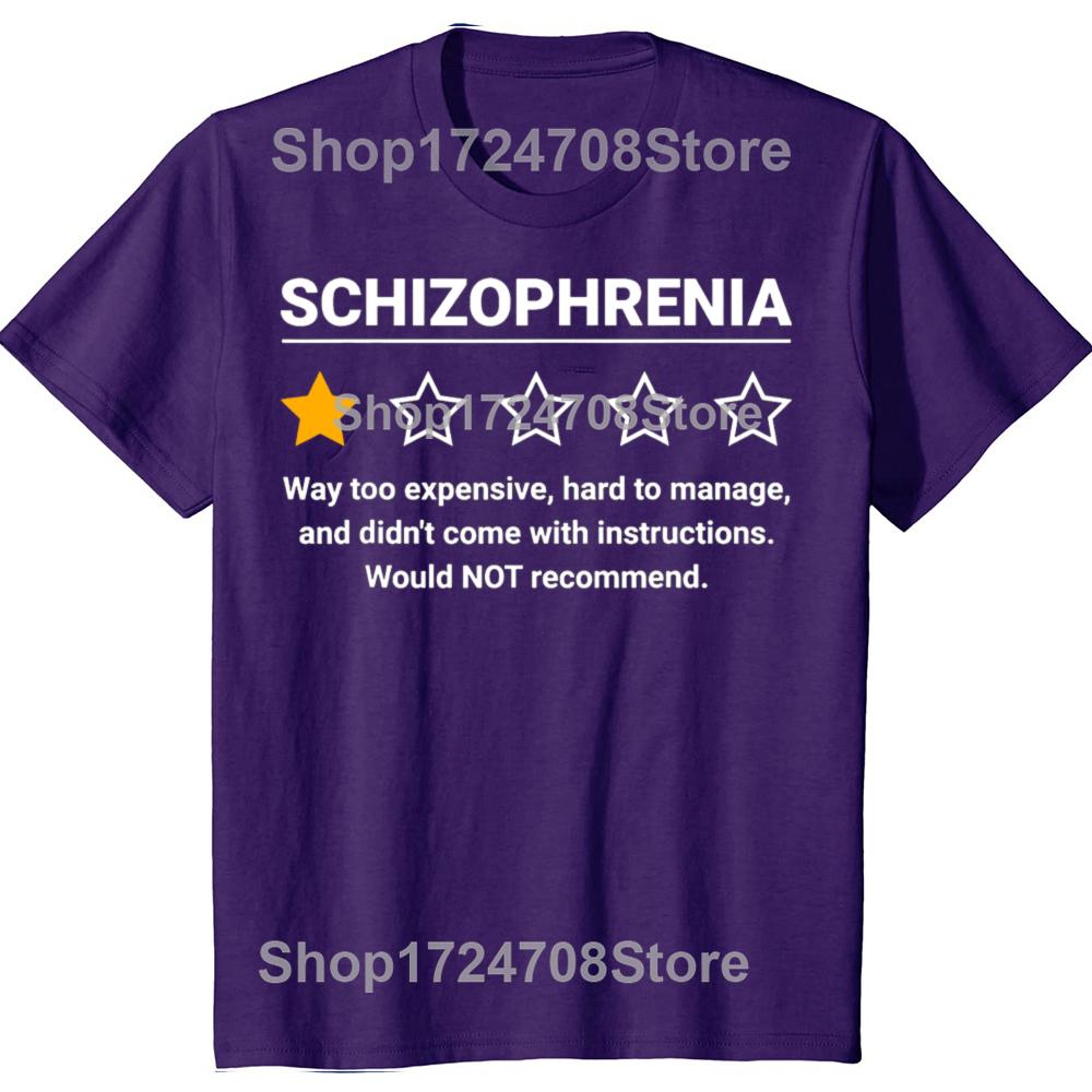Schizophrenia One Star Rating Funny Awareness T-shirts Men Women's Fashion Casual Tshirt 100% Cotton Loose Oversized T Shirt