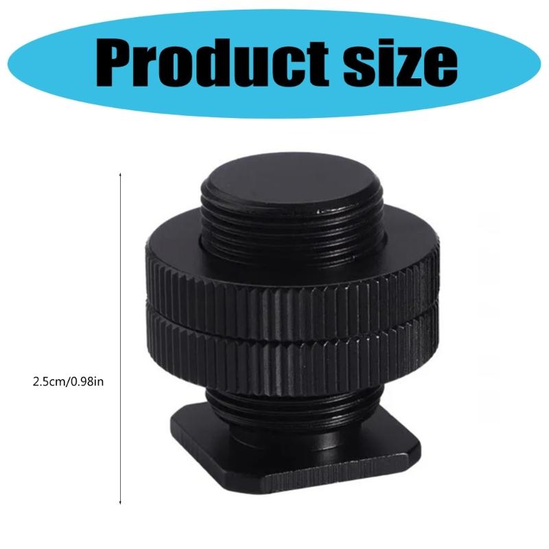 5/8 to 1/4inch Screw Double Cold Shoe Tripod Mount Screw to Flash Mic Hot Shoe Adapter for DSLR Camera Photography